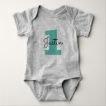 Baby's 1st Birthday custom name bodysuit<br><div class="desc">Baby's 1st Birthday custom name bodysuit. Cute design for one year old child or newborn. Elegant script typography for name. Suitable for new baby boy or girl. Make one for grandson,  son,  daughter,  granddaughter,  grandchild,  nephew,  cousin etc.</div>