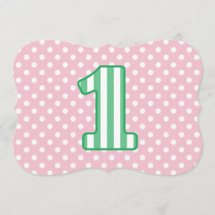 Baby's 1st Birthday Custom Name Stripes and Dots 5 Invitation