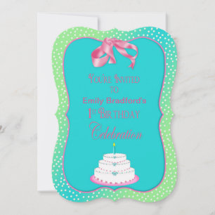 BABY'S 1ST BIRTHDAY INVITATION - PINK/MINT