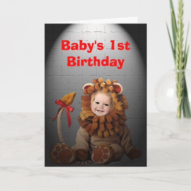Babys 1st Birthday Lion Birthday Card (Front)