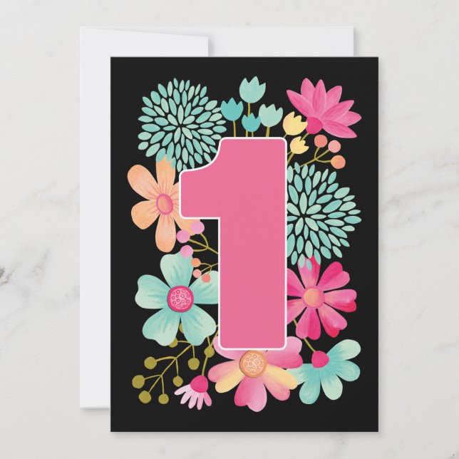Baby's 1st Birthday Number 1 Party Custom Invite (Front)