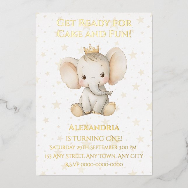 Baby's 1st birthday personalised princess elephant (Front)
