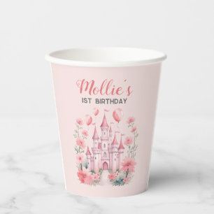Baby's 1st Birthday Pink Castle Princess Paper Cups