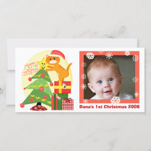 Baby's 1st Cat Lover  Christmas Photo Card