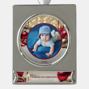 Baby's 1st Christmas: A Cherished Keepsake  Silver Plated Banner Ornament