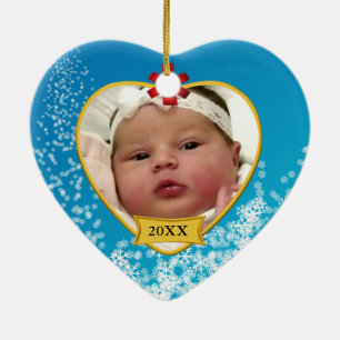 Baby's 1st Christmas Baby Blue Photo Keepsake Ceramic Tree Decoration