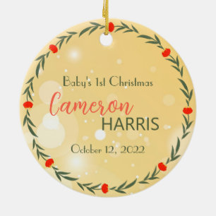 Baby's 1st Christmas Best Gift 2-sided Photo  Ceramic Ornament