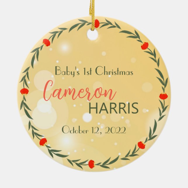 Baby's 1st Christmas Best Gift 2-sided Photo  Ceramic Ornament (Back)