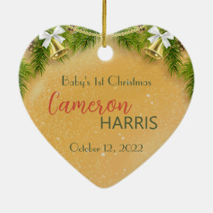 Baby's 1st Christmas Best Gift 2-sided Photo  Ceramic Ornament