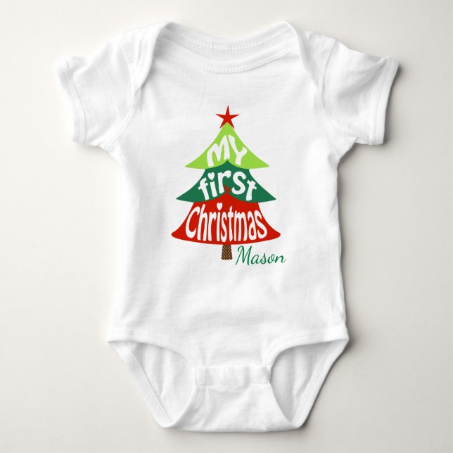 Baby's 1st Christmas Bodysuit Christmas Tree (Front)
