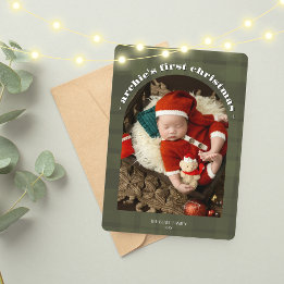 Baby's 1st Christmas Card | Olive Single-Photo