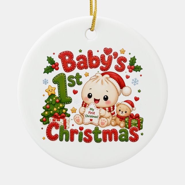 Baby's 1st Christmas Ceramic Ornament (Front)