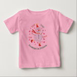 Baby's 1st Christmas Cheery Snowman Baby T-Shirt<br><div class="desc">Featuring a cute festive Christmas snowman. Personalise it with a name.</div>