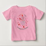 Baby's 1st Christmas Cheery Snowman Baby T-Shirt<br><div class="desc">Featuring a cute festive Christmas snowman. Personalise it with a name.</div>