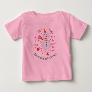 Baby's 1st Christmas Cheery Snowman Baby T-Shirt
