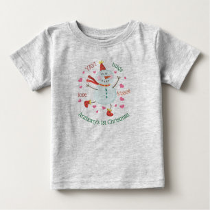 Baby's 1st Christmas Cheery Snowman Baby T-Shirt