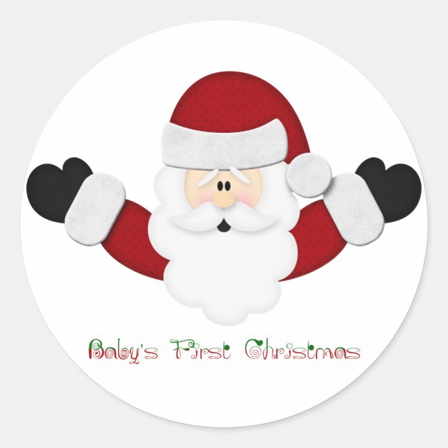 Babys 1st Christmas Classic Round Sticker (Front)