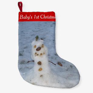 Baby's 1st Christmas Cute Small Nature Snowman Small Christmas Stocking