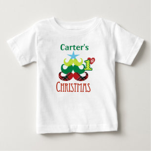 Baby's 1st Christmas Moustache Tree Tshirt