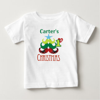 Baby's 1st Christmas Moustache Tree Tshirt