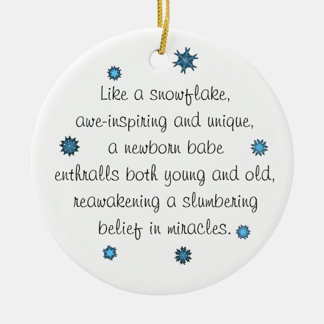 Baby's 1st Christmas Ornament blue snowflake poem (Front)