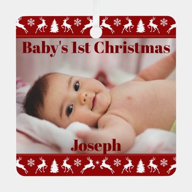 Baby's 1st Christmas Personalised Metal Tree Decoration (Front)