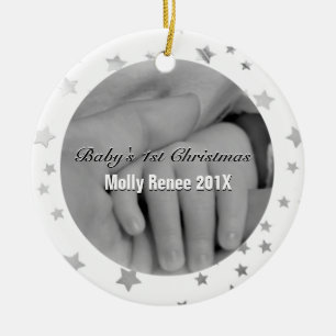 Baby's 1st Christmas Personalised Parent Hands Ceramic Ornament