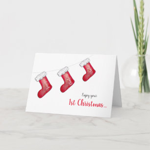 Baby's 1st Christmas personalised stocking family Card