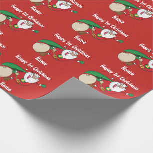 Babys 1st Christmas Personalised Superman Santa Wrapping Paper