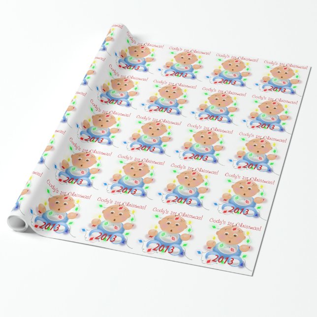 "Baby's 1st Christmas" Personalised Wrapping Paper (Unrolled)