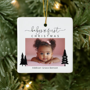 Baby's 1st Christmas Photo Ceramic Ornament
