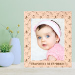 Baby's 1st Christmas Photo | Cute Snowman Pattern Etched Frames<br><div class="desc">A cute etched photo frame featuring a christmas snowman pattern and "Charlotte's 1st Christmas" at the bottom. To change the text click on the personalise button. Contains A.I.</div>