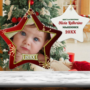 Baby's 1st Christmas Photo Frame Ceramic Ornament