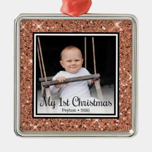 Baby's 1st Christmas Photo Metal Ornament