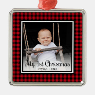 Baby's 1st Christmas Photo Metal Ornament