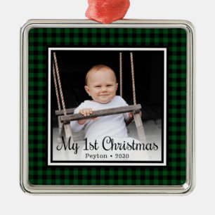 Baby's 1st Christmas Photo Metal Ornament