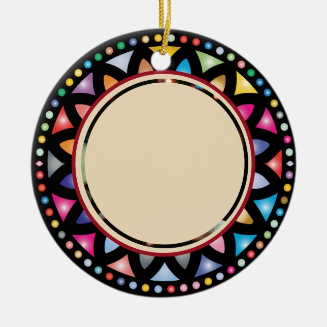 Baby's 1st Christmas Photo  Stained Glass Look Ceramic Ornament (Front)