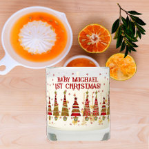 Baby's 1st Christmas Red Ornament Tree Snowflakes 