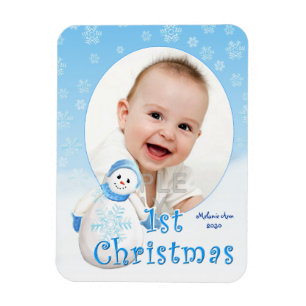 Baby's 1st Christmas Snowman Custom Magnet