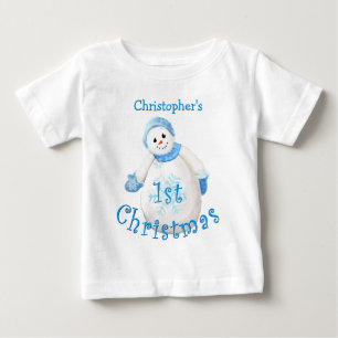Baby's 1st Christmas Snowman Shirt