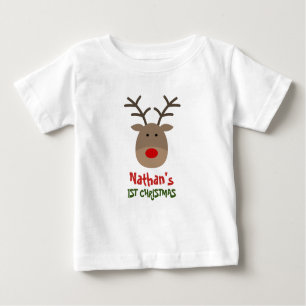 Baby's 1st Christmas t shirt with cute reindeer