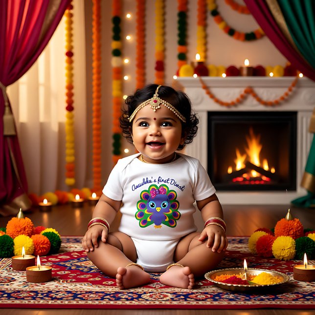 Baby's 1st Diwali - custom name Baby Bodysuit (Baby's 1st Diwali - custom name Baby Bodysuit)