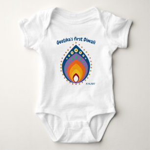 Baby's 1st Diwali with custom name style2 Baby Bodysuit