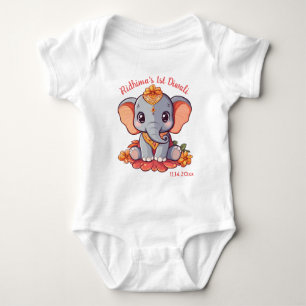 Baby's 1st Diwali with cute elephant Baby Bodysuit