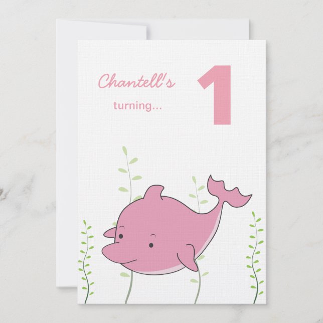 Baby's 1st Dolphin Under the Sea Birthday Invite (Front)