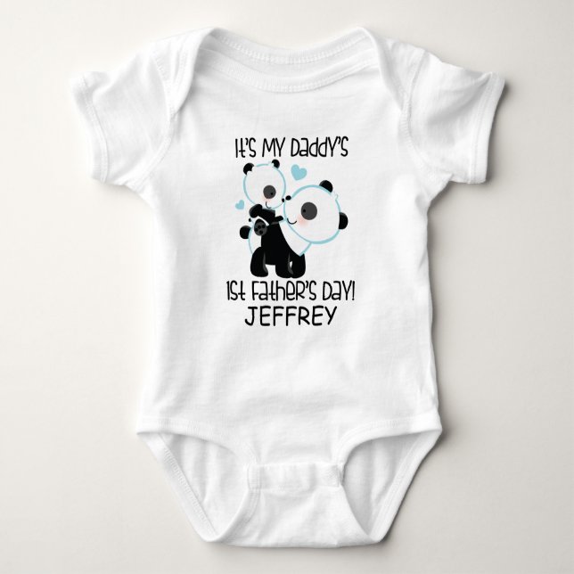 Baby's 1st Father's Day Panda Cute Baby Bodysuit (Front)