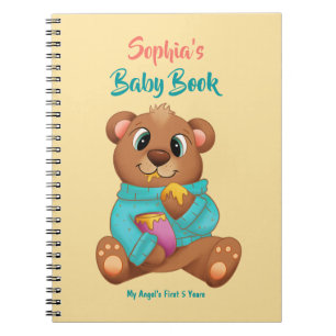 Baby's 1st Five Years Honey Bear DIY Name/Info Yel Notebook