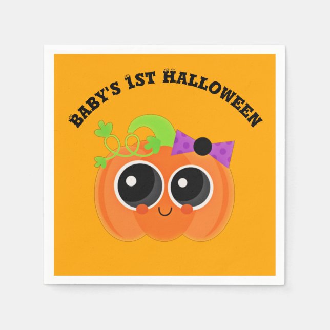 Babys 1st Halloween Little Pumpkin Napkin (Front)