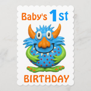 Baby's 1st Monster Birthday Party Invitation