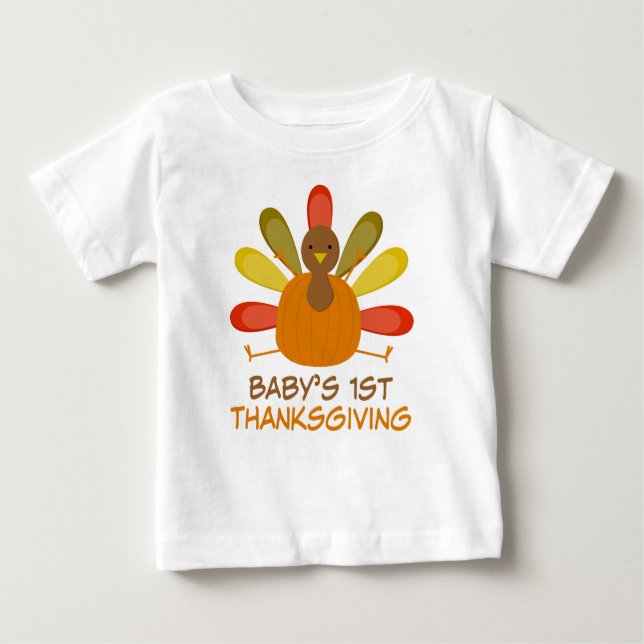 Babys 1st Thanksgiving Turkey Holiday Tee (Front)